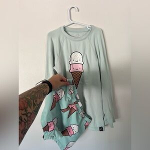 Whistle and Flute Kawaii Ice Cream Unisex Swim Top and Shorts Size 11-12Y